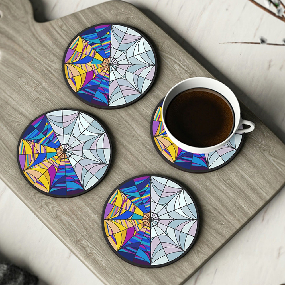 Coaster for Drinks Cork Coasters Colroful Heat Resistant Thickened Round Coaster Retro House Warming Gifts
